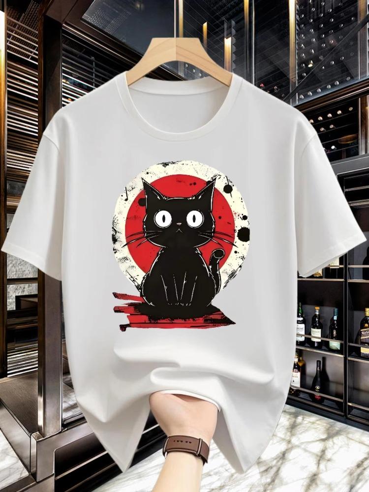 Summer Men Casual Loose T-shirt - Fashionable Street and Comfortable Made of 100% Pure Cotton S