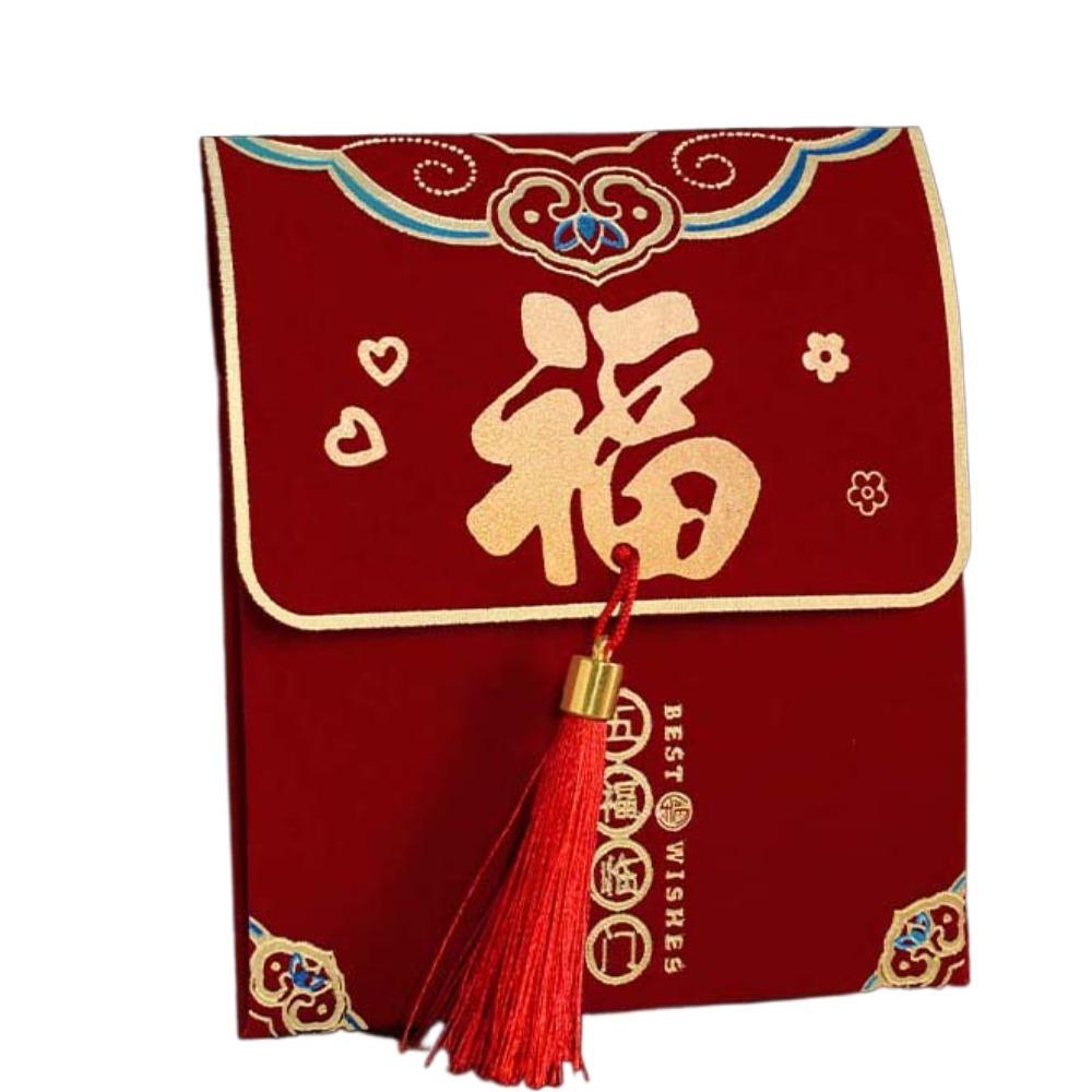 Polyester Spring Festival Red Envelope Traditional God of Wealth Red Pocket Wedding
