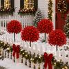 Natural Style Floral DIY Crafts Christmas Artificial Poinsettia Flower Topiary Tree, Fade Resistant Faux Bush with Spike, Realistic Vivid Simulated