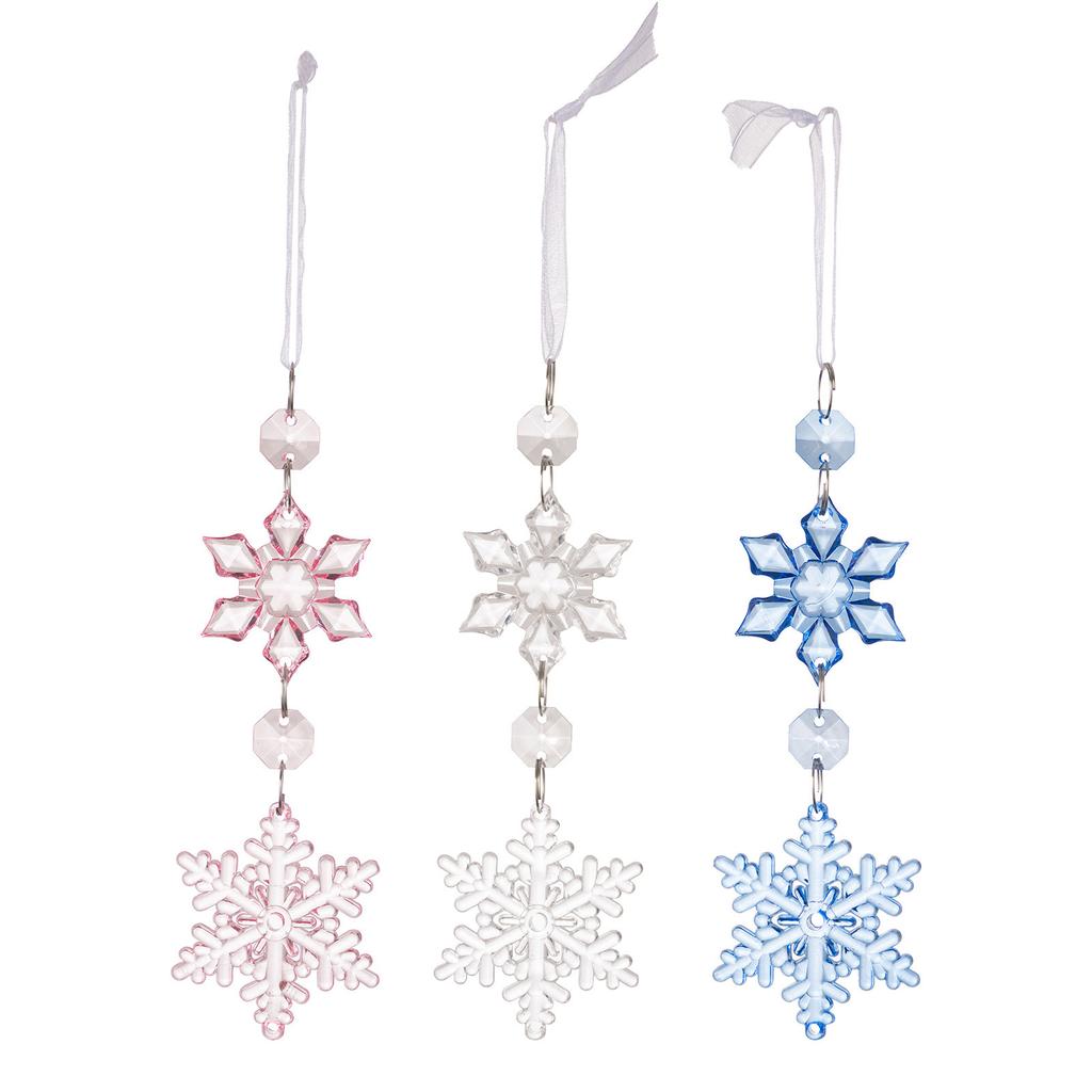 Set of 4 Snowflake Ornament Portable Accessory for Christmas Tree Hanging Decorations Sturdy Acrylic Festival Charm
