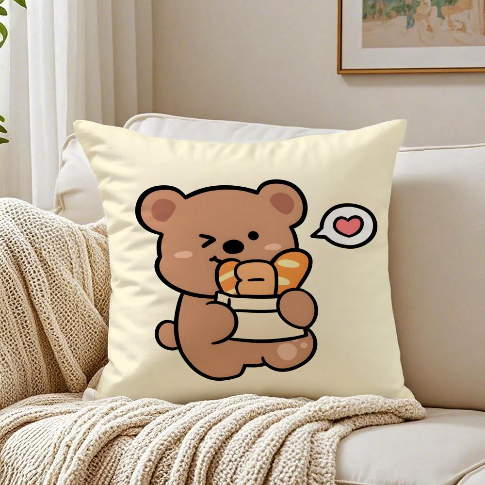 Bakery Animal Cartoon Collection Cushion Cover Linen Pillowcase Soft for Sofa Bed Home Room Decor