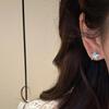 French Light Luxury Retro Blue Diamond Brushed Small Starfish Stud Earrings Inlaid With Zircon Niche High-End Personalized Earrings