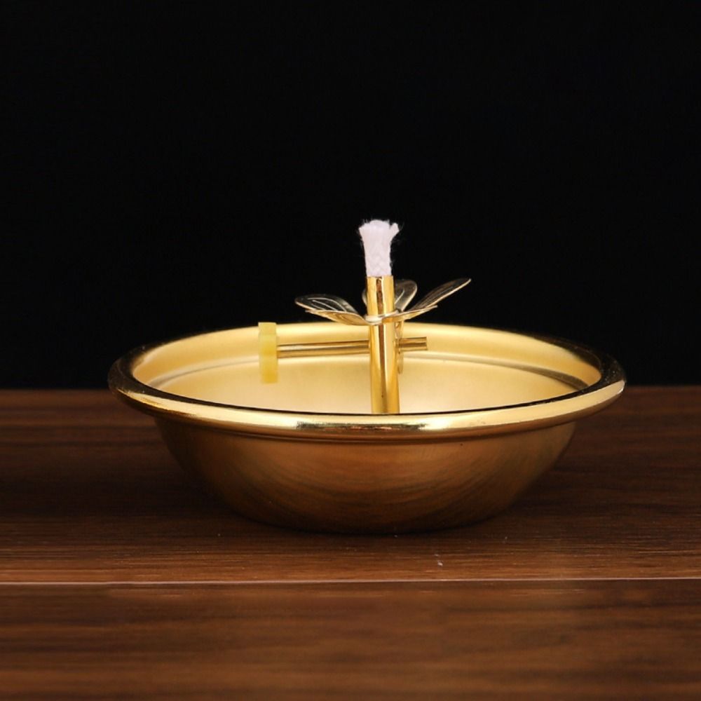 Exquisite Zinc Zinc Alloy Oil Lamp Anti-slip Oil Dish Ornaments Vintage Butter Lamp Holder  Household