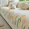 1PC Washed Cotton Sofa Seat Cover Floral Jacquard Universal Non-slip Corner Couch Cushion Anti-dirty Sofa Towel Pads Home