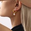 Серьги-гвоздики с жемчугом из нержавеющей стали с PVD-покрытием 18 карат золотом Qiong Yao
