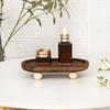 Wooden Riser Tray Multi-functional Round Oval Decorative Tray Pedestal Stand Bathroom Counter Jewelry Organizer Tray Decor