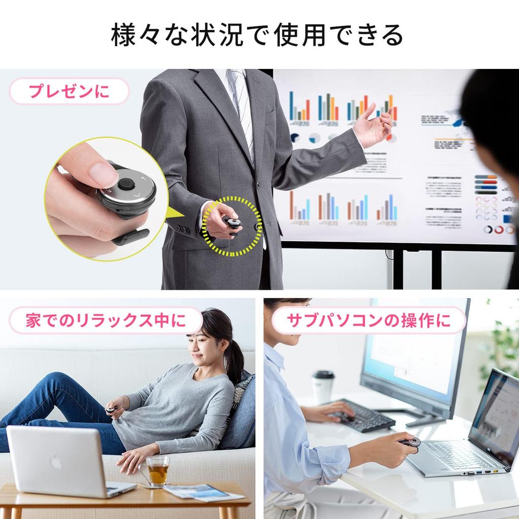 Беспроводная мышь-кольцо E-Supply, 5 кнопок, поддержка перетаскивания, перезаряжаемая, разъем USB-A, для презентаций, PowerPoint и Keynote, черная