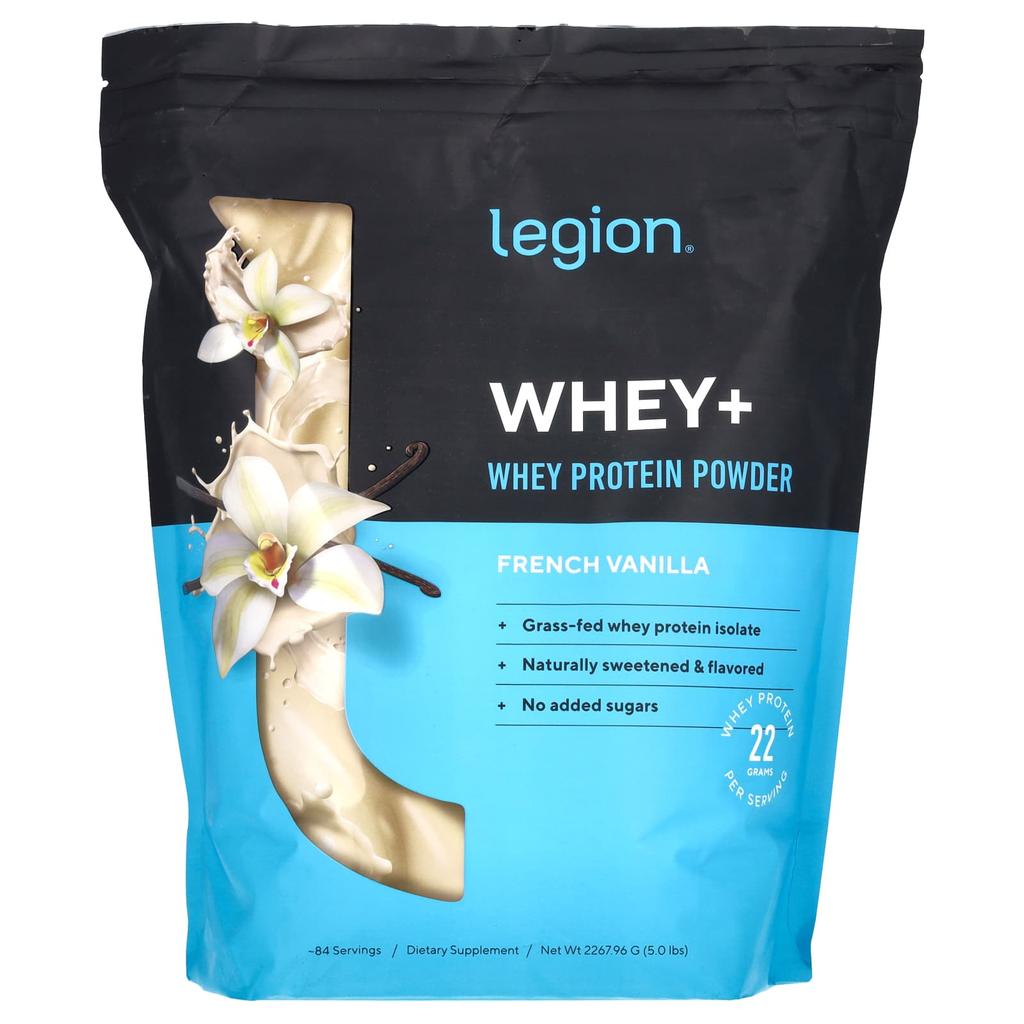 Legion Athletics Whey+, Whey Protein Powder, French Vanilla Flavor, 5 Lbs (2,267.96 G)