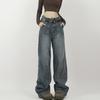 Women Vintage 90s Trashy Jeans Lady Baggy Harajuku Aesthetic Denim Trousers Female Y2k Loose Blue Patchwork Denim Wide Leg Pants