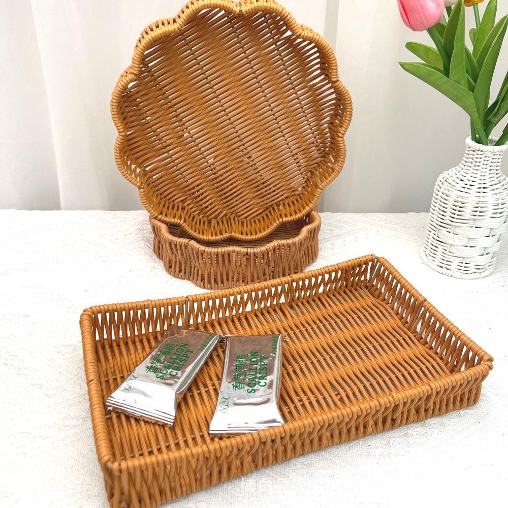 Плетеная корзина для хлеба, фруктов, овощей, жесткая, для ресторана, сервировочная, настольная витрина
