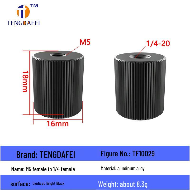 Reversible 1/4" Male To 3/8" Female Adapter for Camera Tripod Ball Head with M4-M8 Conversion Screws