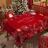 Christmas Poinsettia Rectangular Tablecloth Festive Holiday Party Dinner Table Decor Fabric