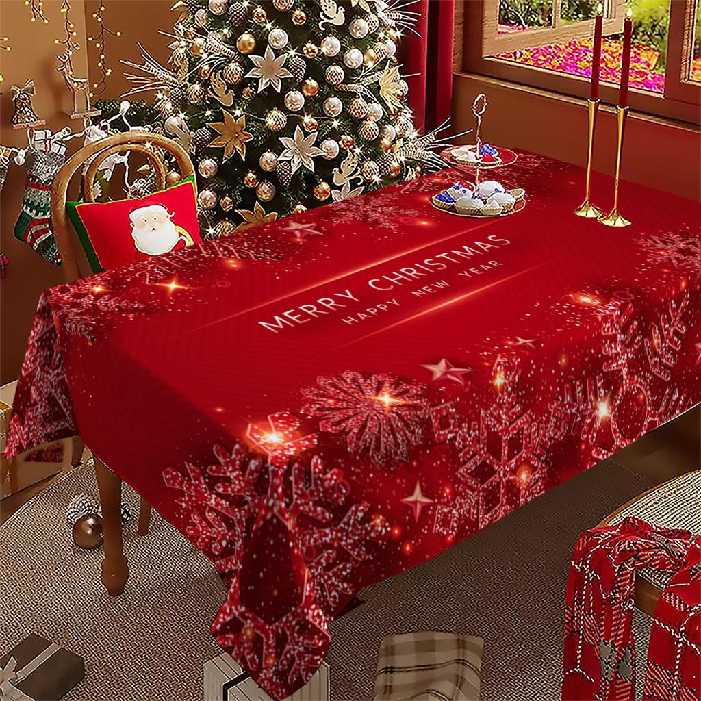 Christmas Poinsettia Rectangular Tablecloth Festive Holiday Party Dinner Table Decor Fabric