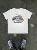 Graphicshirt Cotton Tees Size Plus1pcs Silver Lips Print Unisexs T Shirt Artistic Mouth Graphic