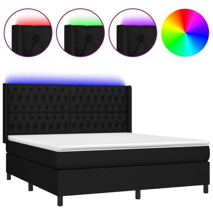 Maison Exclusive - Sommier à lattes de lit matelas et LED Noir 160x200 cm Tissu