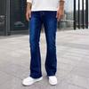 Men Jeans Regular Fit Solid Color Denim Pants with Zipper Button Placket Versatile Flared Denim Trousers Street Wear