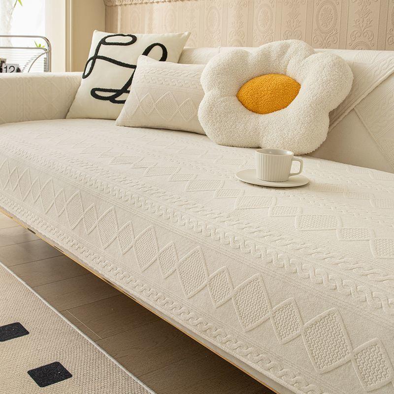 Сплошной цвет диванный коврик-полотенце Толстый плюшевый чехол для дивана Высокое качество Нескользящая подушка для дивана L-образный чехол для дивана Украшение гостиной