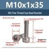 Yigu Fine Thread Knurled Socket Head Screws, 304 Stainless Steel, M3-M12