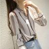 Striped Shirt Female Design Sense Retro Long-sleeved Blouse Casual Loose Shirt Vintage Basic Office Casual Women Shirt Comfortable Women's Clothes