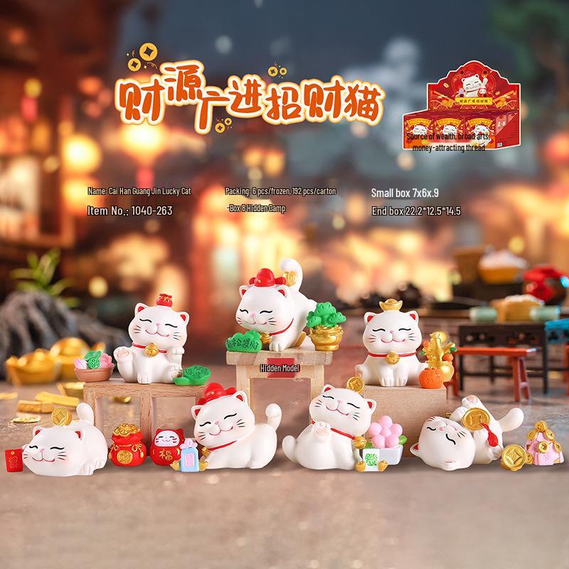 Милая Фигурка-Сюрприз 'Счастливый Кот' - Модный Настольный Орнамент