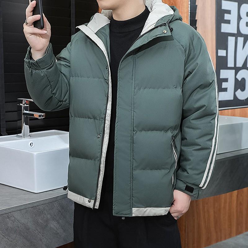 Mens Hooded Cotton Puffer Jacket Loose Fit Winter Warm Outerwear Streetwear Casual Coat