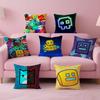 Аниме Счастливый Мультяшный Geometry Dash Видеоигра Наволочка Подушка Антипылевой клещ Наволочка Невидимая молния Шелковистый короткий плюш Диванная подушка