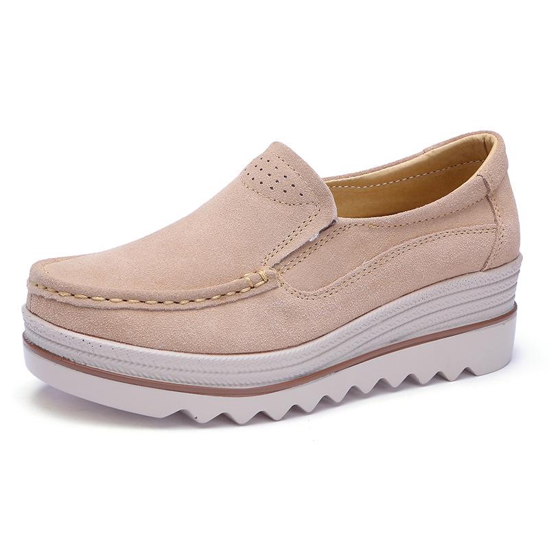 Spring Autumn Women Platform Shoes Ladies Loafers Genuine Leather Comfort Soft Moccasins Casual Flats Shoes Slip On Sneakers