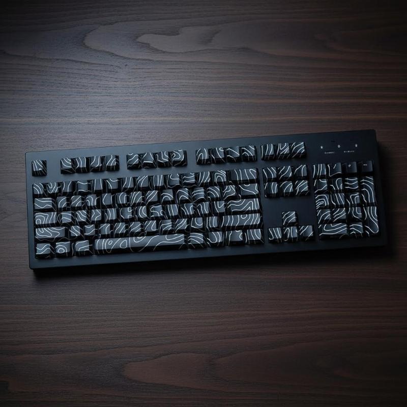 Топографические кейкапы Линии рельефа просвечивают PBT Профиль Cherry Боковая печать С подсветкой Для MX Игровой Механическая клавиатура