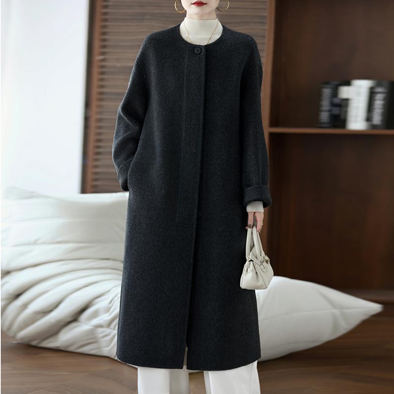 Женское пальто из 100% шерсти TIDENOVEL Осеннее шерстяное длинное пальто Ручной работы Пальто-бушлат Зимняя теплая шерстяная длинная куртка Пальто