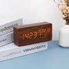 Rectangular Perpetual Wooden LED Clock with Voice Control and Wake-up Function