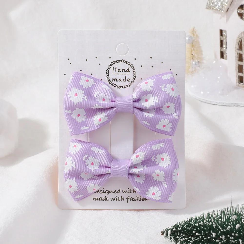 2 шт./компл. Однотонные нейлоновые детские бантики Заколки для волос для маленьких девочек Ручной работы Бантик Заколка-автомат Фотографические аксессуары для волос