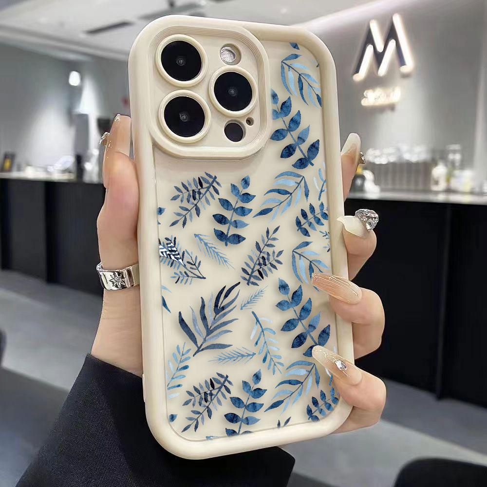 Красивый Цветочный Чехол для Телефона для iPhone Apple 17 AIR 16 16E 11 12 13 14 15 XR Plus Pro Max Чехол Своими Руками Ударопрочная Крышка из ТПУ Capa
