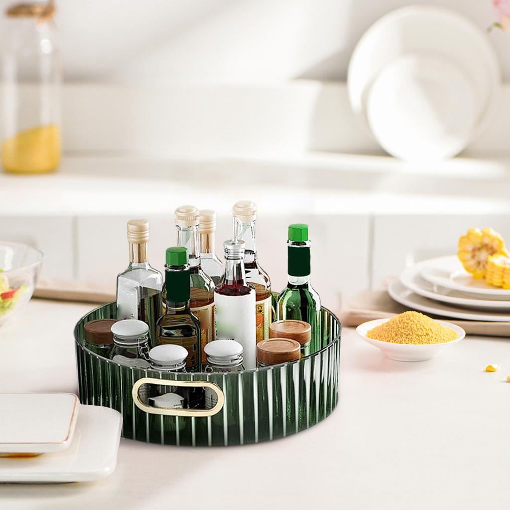 Transparent 360° Rotating Storage Tray Round Fruit Plate Desktop Small Items Jewelry Display Plate Turntable Organizer