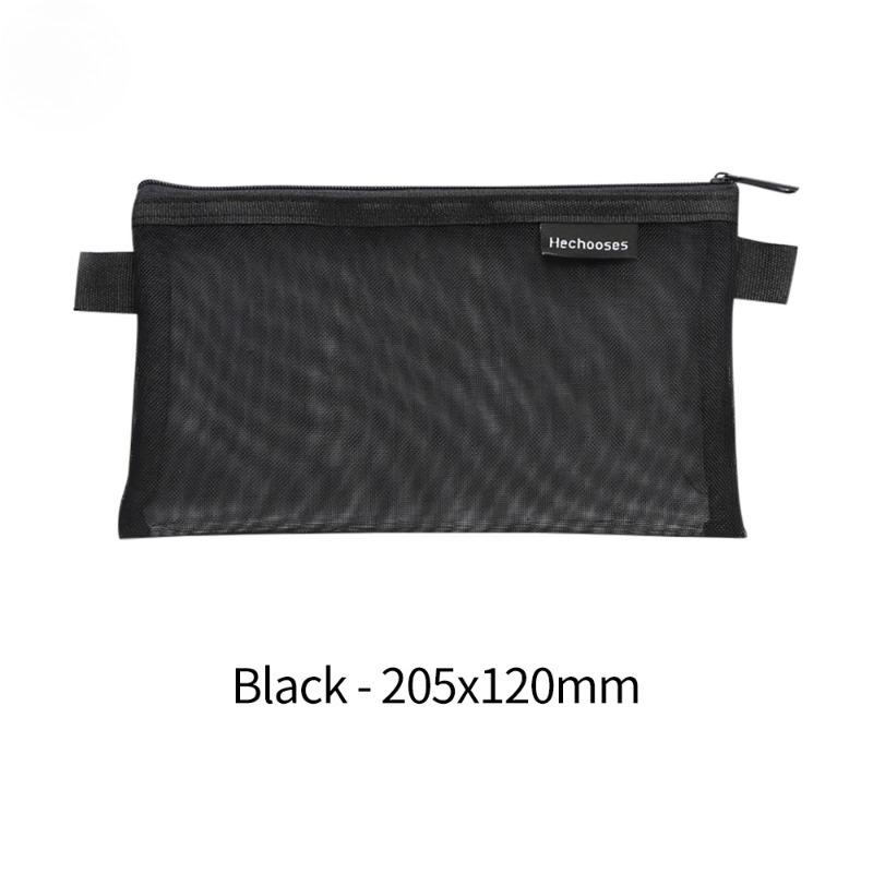 1 PCS Creative Mesh Transparent Cute Square Oval Portable Pen Pencil Pouch Bag School Office Supply Stationery Case Storage Bag