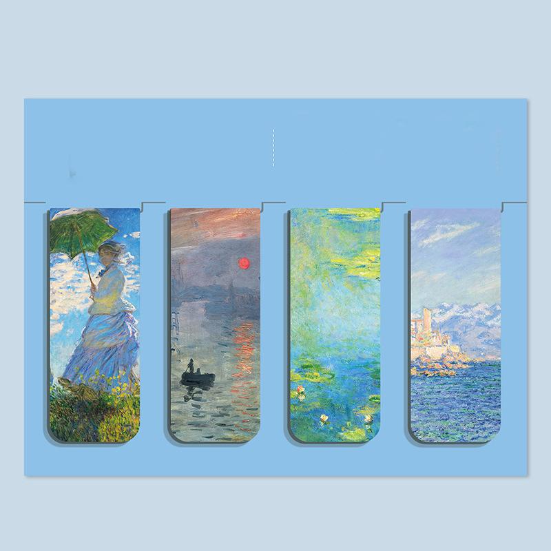 Creative Magnetic Bookmarks 4pcs Aesthetic Stationery Book Accessories Student Reading Marker Retro Literary Teacher'S Day Gift