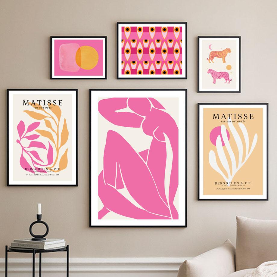 Abstract Henri Matisse Flower Tiger Coral Eye Geometry Vintage Posters Canvas Painting Wall Art Print Picture Living Room Decor