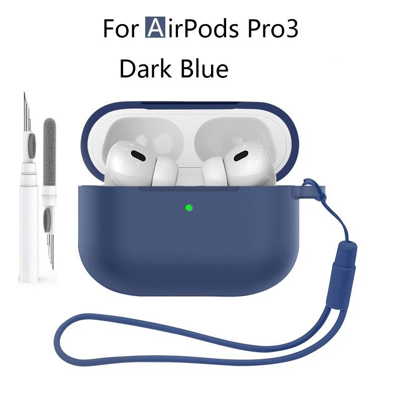 Новый 2025 Чехол для Apple Airpods Pro 3 Мягкий силиконовый Полная защитная крышка с чистящим набором и брелком для чехла Airpods Pro 3