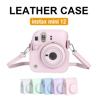 [Пленочная лаборатория] Чехол для камеры Instax Mini 12 из ПУ кожи Мягкий защитный чехол с ремешком CAA14