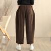 Вельветовые больших размеров Винтажные с высокой талией повседневные свободные Весенне-осенние Брюки-шаровары Женские брюки