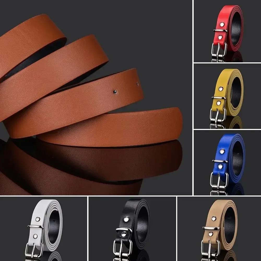 1PC Children PU Leather Belt - Adjustable Waist Strap With Metal Buckle For Jeans Pants And Dresses