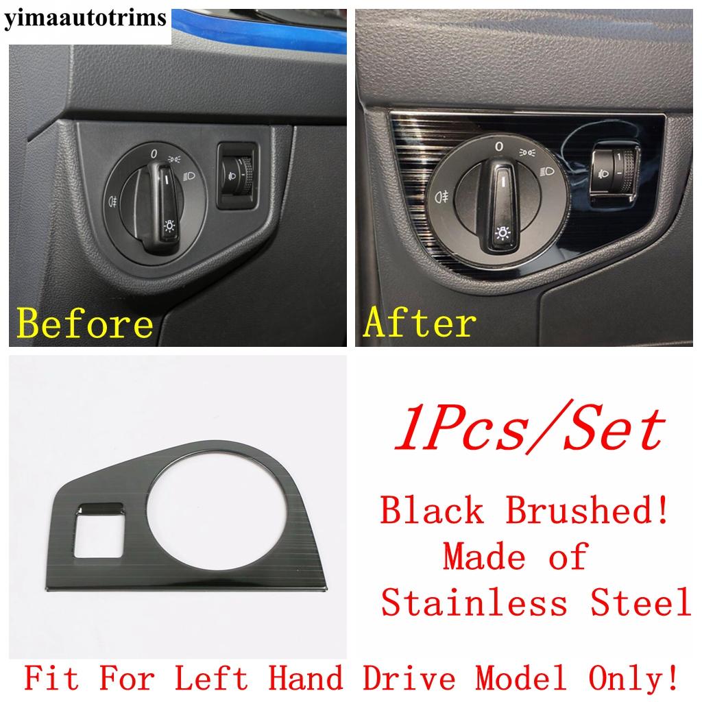 Head Light Lamp Switch Button Decor Frame Cover Trim ABS / Stainless Steel Interior Accessories For VW Volkswagen Polo -