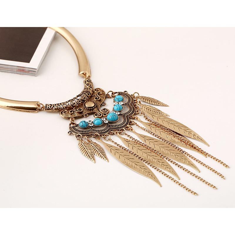Retro Classic Gold Tassel Necklace Jewelry With Multilayer Chains For Women
