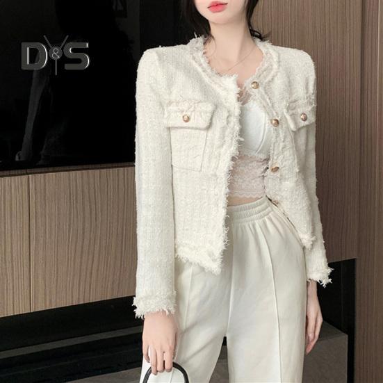 Женская куртка в стиле знаменитостей, короткая, с круглым вырезом, длинными рукавами, однобортный кардиган, рваное пальто, верхняя одежда осень-зима