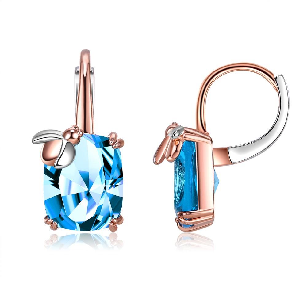 Umcho Copper Ladybug Earrings for Women Inlay Blue Clear Stone Stud Earring Rose Gold Plated Fashion Jewelry for Valentine's Day Gifts