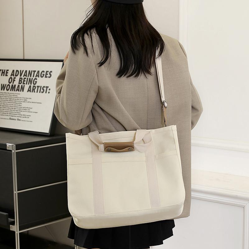 Простая холщовая сумка-тоут для женщин, однотонная сумка через плечо, сумка через плечо для студентов, сумка для книг, сумка подмышкой