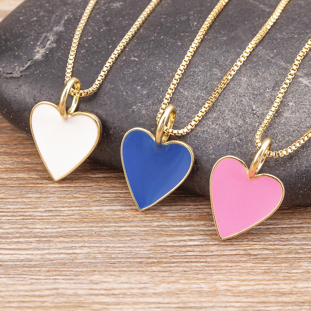 Nidin Romantic Heart Couple Necklace 5 Colors Simple Valentine's Day Sweater Chain Fine Friend Lovers Wedding Party Gift Jewelry