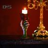 Skeleton Hand Rose Candle Holder Ghost Hand Holding Flower Resin Figurine Taper Pillar Candle Candlestick Table Centerpiece Decoration