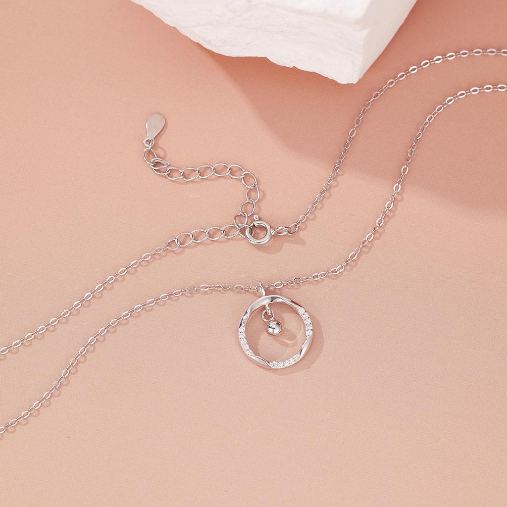 S925 Sterling Silver Gold Plated Mobius Ring Bell Necklace Women's Ring Pendant Niche Girls Collarbone Chain Jewelry