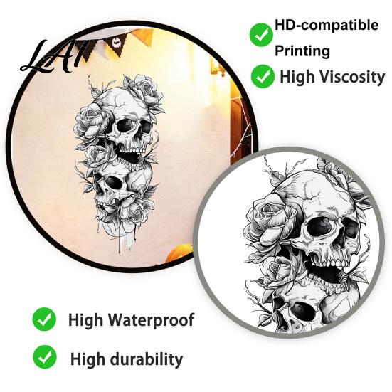 Versatile Skeleton Pattern Decals Halloween Double Skull Rose Wall Sticker PVC Waterproof Decals Peel And Dark Literary Gothic Home Decor Stick Art
