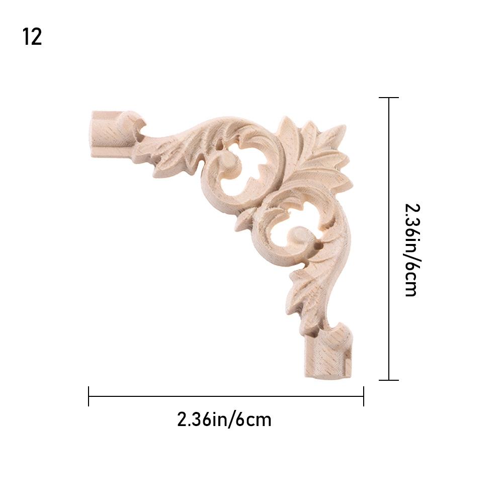 Oak Door Decor Crafts Corner Applique Onlay Decal Carved Wave Flower Decorative Wood Appliques